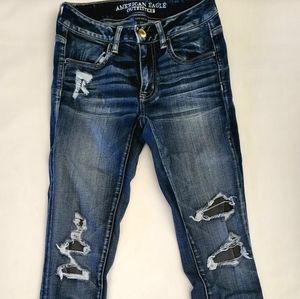 American Eagle size 2 high waisted Distressed jeggings